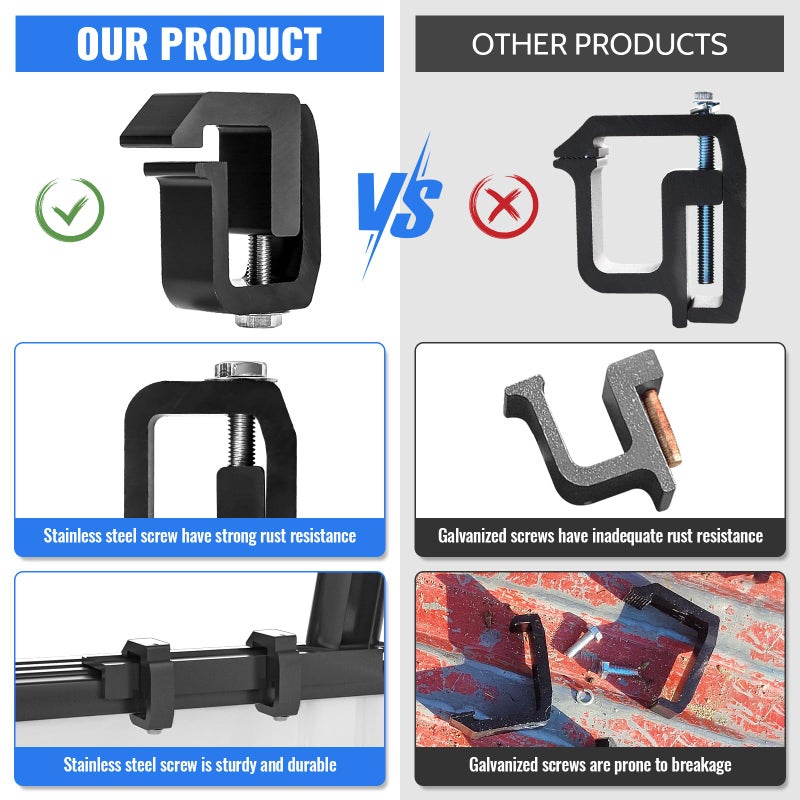AA-Racks P-AC-08 Truck Cap / Camper Shell Mounting Clamp fit Chevrolet Silverado S-10 Colorado / GMC Sierra Sonoma Canyon, Dodge Ram, Ford F-150, Set of 4 - Black - Image 4